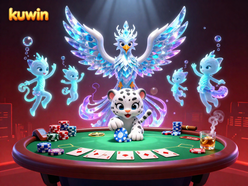 Engage with the kuwin casino scene featuring unique characters and vibrant poker elements.