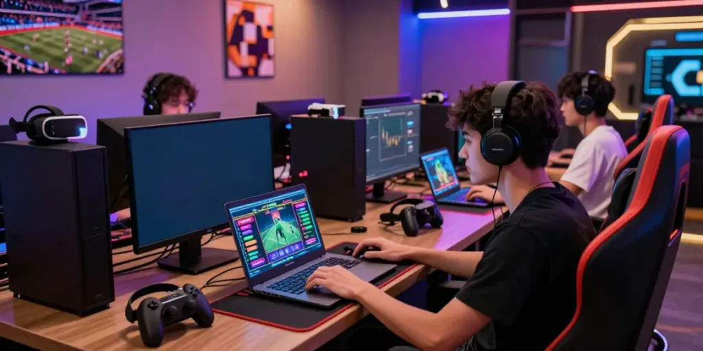 Engaged player enjoying net88 online betting experience in a stylish gaming lounge.