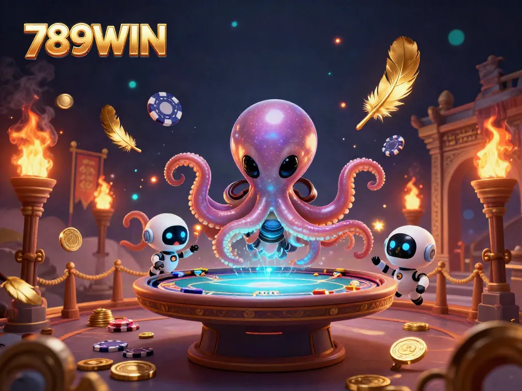 Experience thrilling gameplay at 789WIN with an alien octopus operating a dynamic poker table.