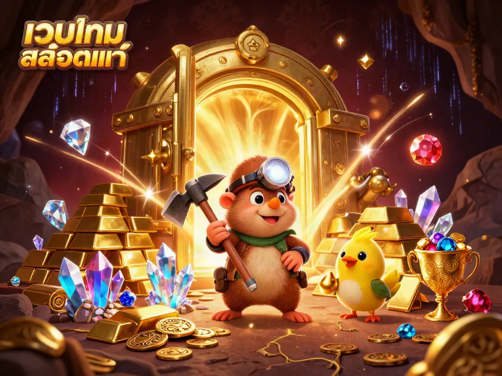 Engage with เว็บเกมสล็อตแท้ featuring cartoon characters in a treasure-filled casino adventure.