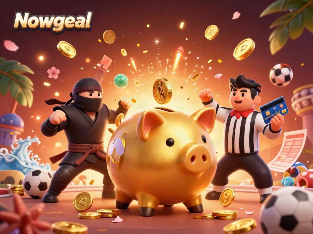 Nowgoal provides engaging sports betting action with a vibrant 3D illustration featuring characters and gaming elements.