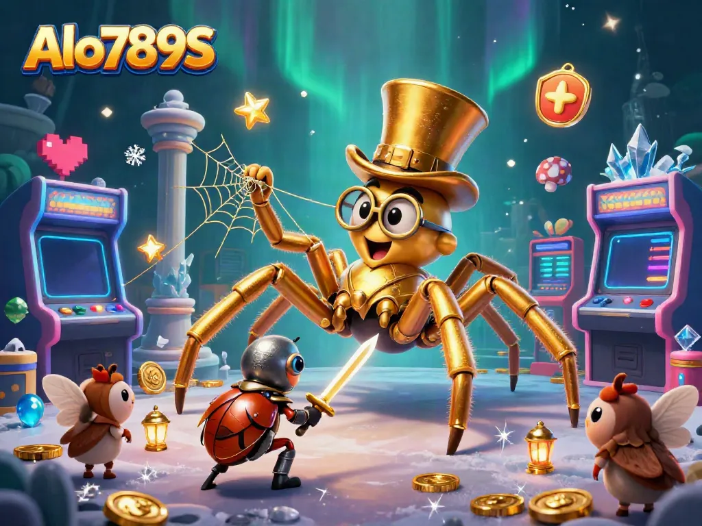 Experience Alo789S with a vibrant 3D illustration featuring gambling-themed cartoon characters and elements.