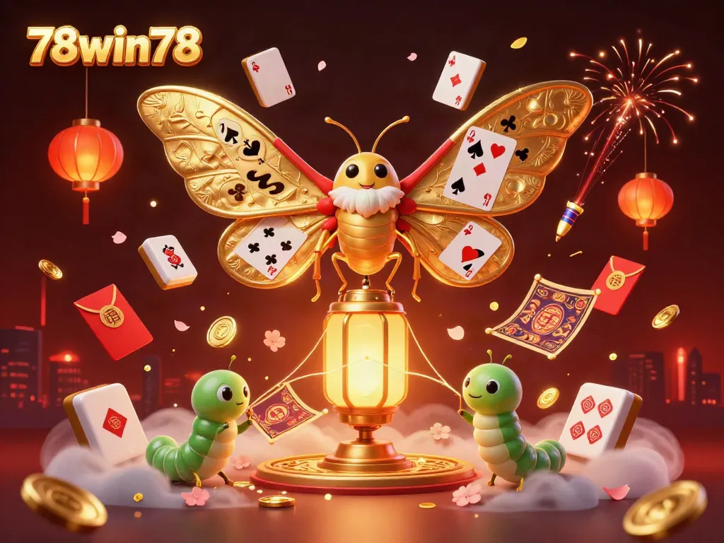 Experience thrilling casino moments with 78win78 in a vibrant 3D scene full of gaming symbols.