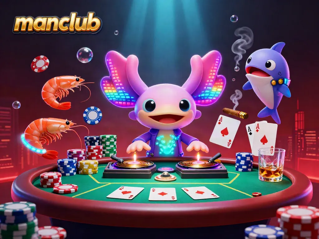 Spin to win with manclub's neon creatures at an underwater casino!