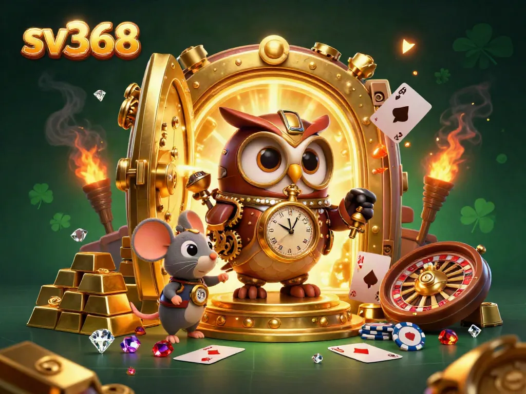 Experience sv368's exciting casino world with a time-traveling owl and luxurious elements.