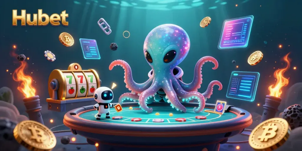 Engage your luck at Hubet with an alien octopus and exciting poker games amidst cosmic elements.