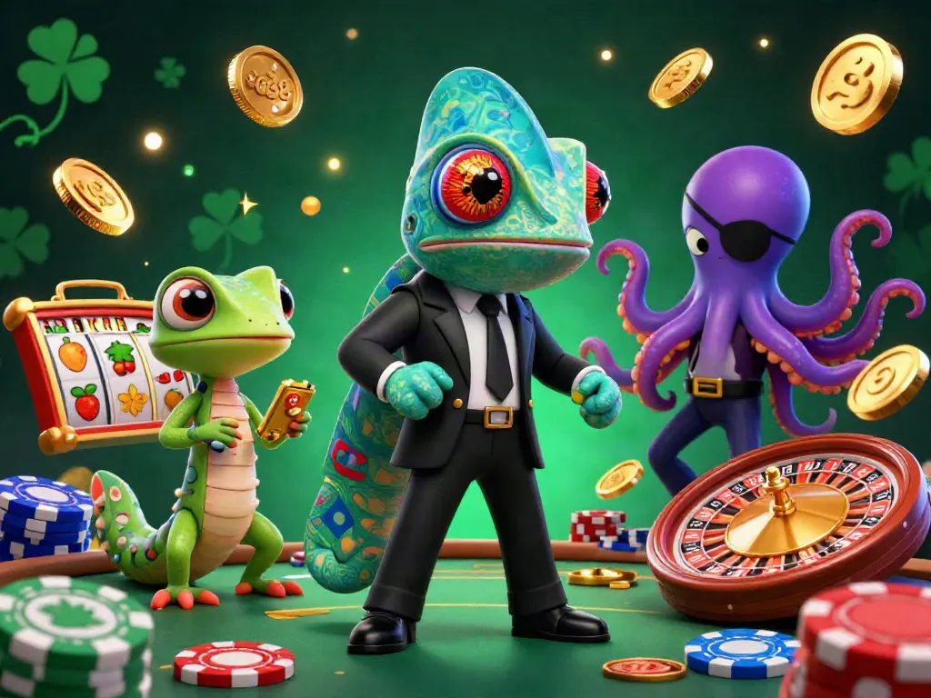 Experience the thrill of ao88 gaming with vibrant characters in a dynamic casino scene featuring exciting slot machines and golden coins.
