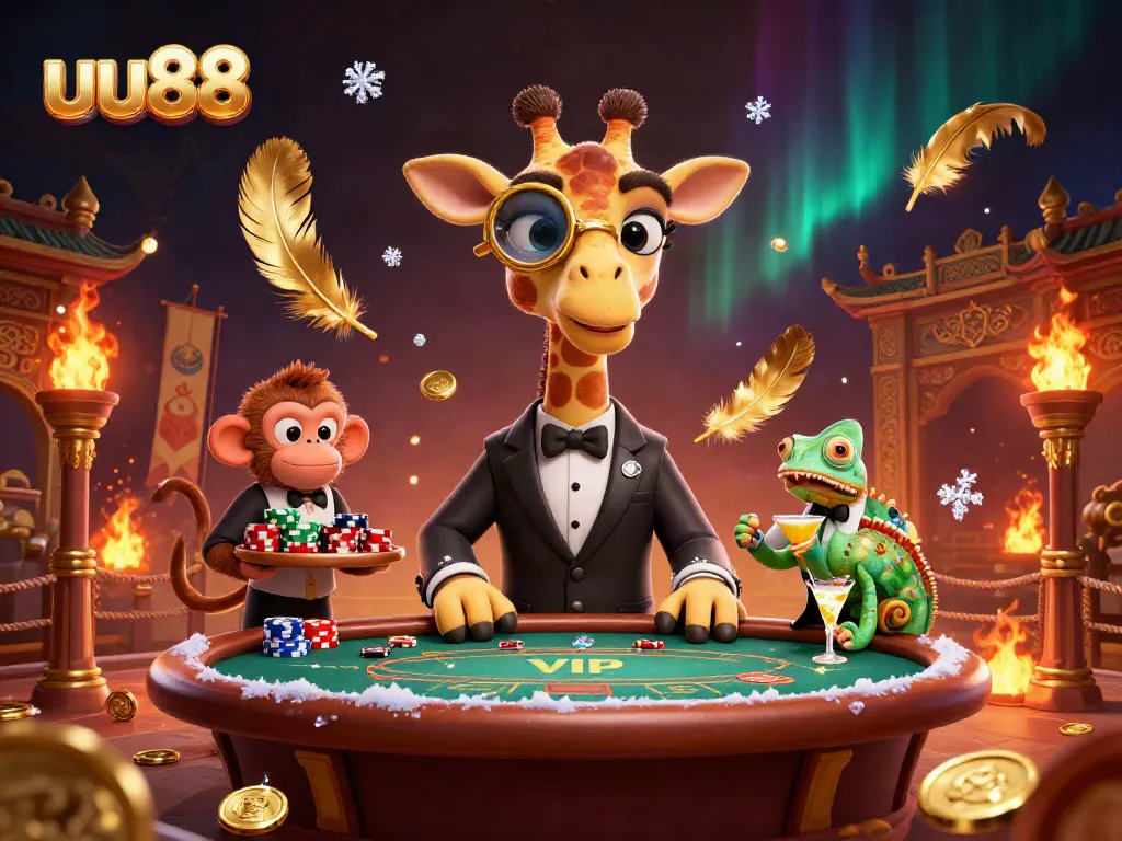 Engage in the excitement of uu88 as high-roller giraffes and a monkey valet enhance the casino experience.