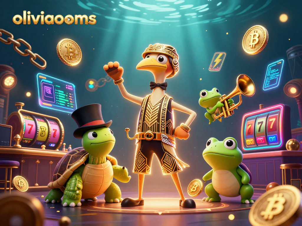 Play thrilling casino games with oliviaooms in a colorful 3D speakeasy scene with vibrant characters.