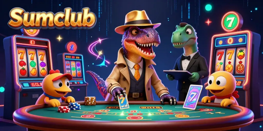 Watch the Sumclub velociraptor card counter strategize at a blackjack table in a thrilling casino scene.