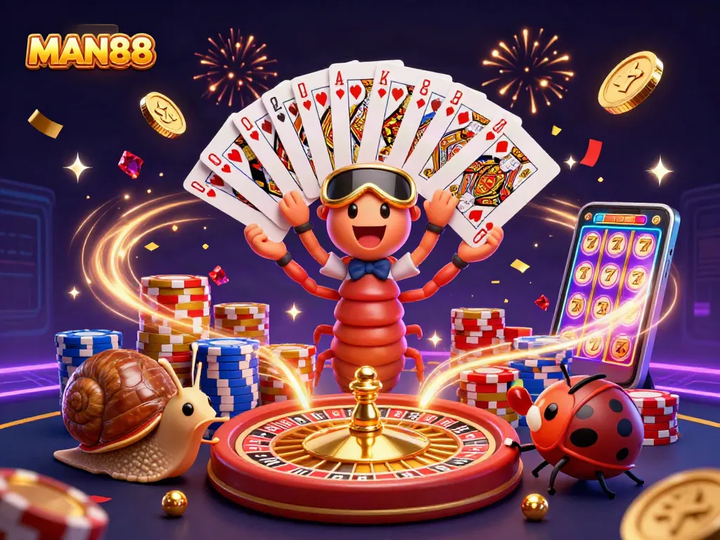 Experience thrilling gameplay at MAN88 with exciting casino elements and vibrant characters!