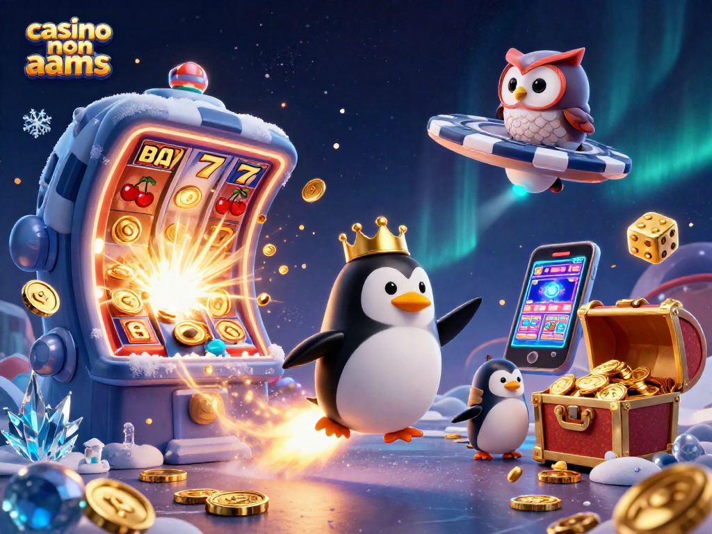 Gioca nel mondo dei casinò non AAMS con un pinguino d'oro che lancia monete mentre esplora nello spazio.