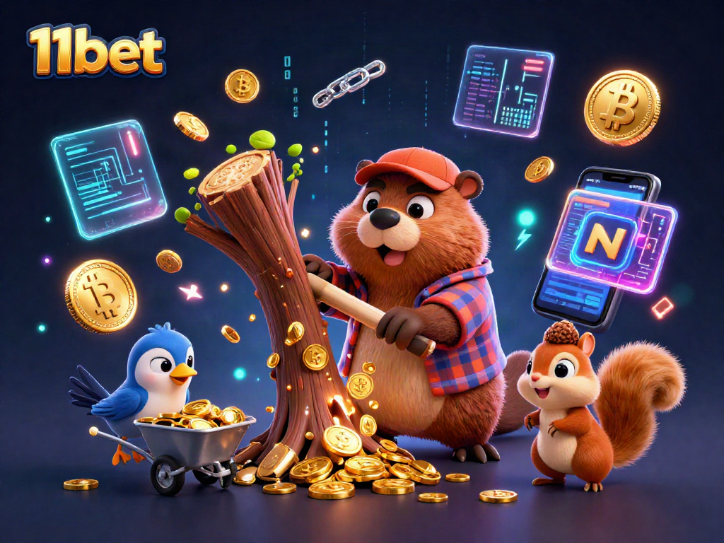 Engage in exciting gameplay at 11bet with vibrant gold coins and crypto elements in action.