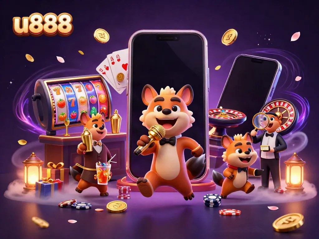 u888's vibrant casino scene with hyenas bringing thrills through comedy, drinks, and security checks.