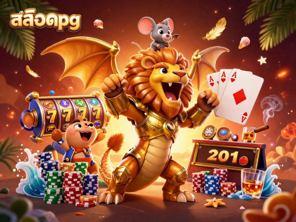Engage with exciting สล็อตpg adventures in this vibrant 3D illustration featuring a gambling scene.