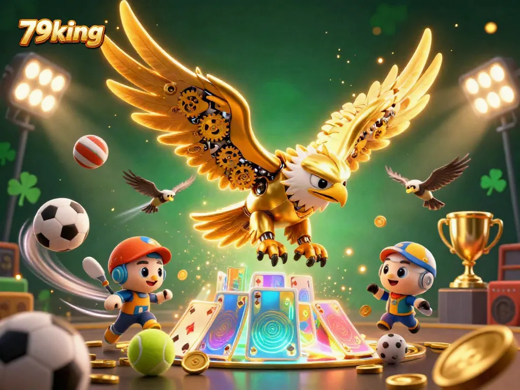 Experience thrilling gaming excitement with the 79king platform's vibrant 3D illustration.