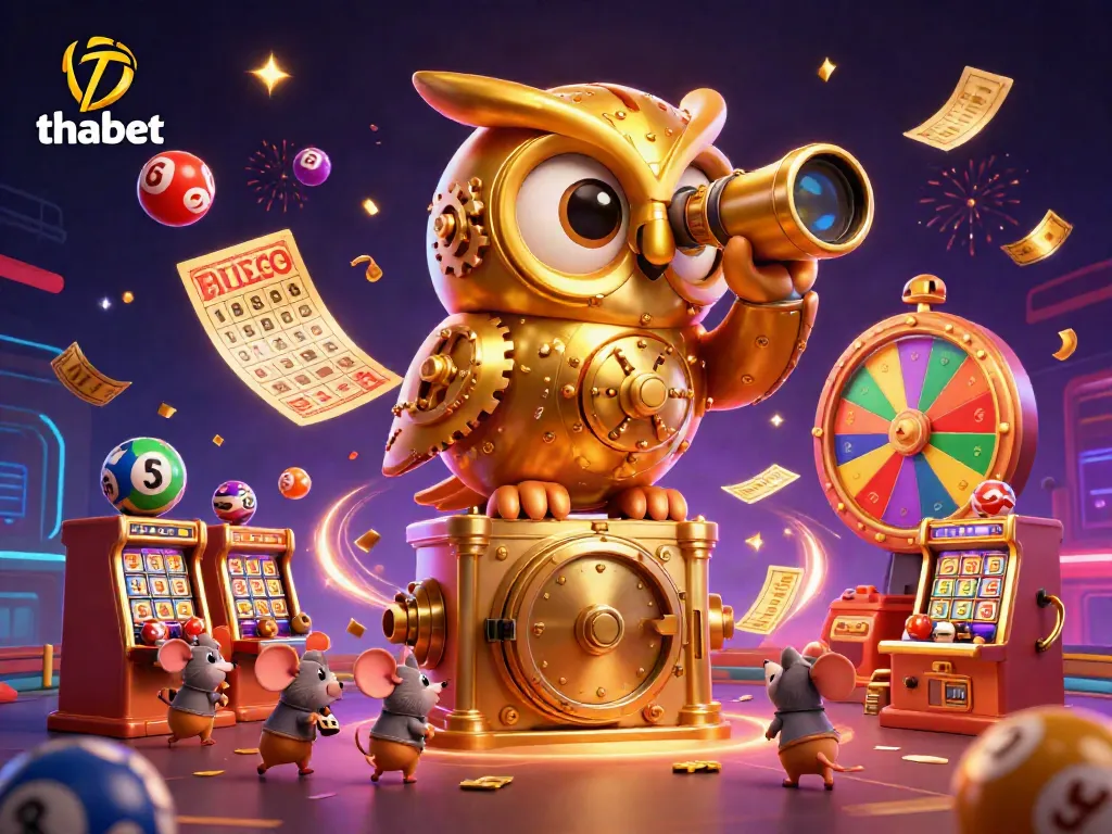 Experience excitement at thabet casino with a dynamic 3D scene featuring gaming action and vibrant elements.