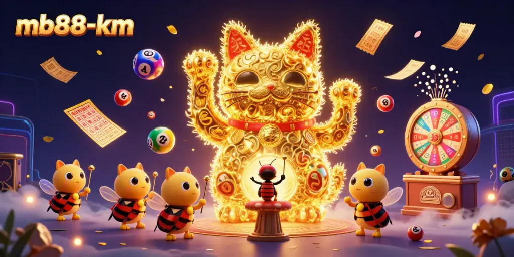 Experience lively gaming with mb88-km's vibrant lucky cat casino scene, filled with excitement and dynamic elements.