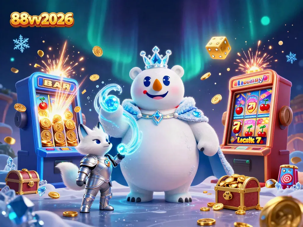 Experience casino fun with 88vv2026, featuring a lively scene of jackpots and charismatic characters.