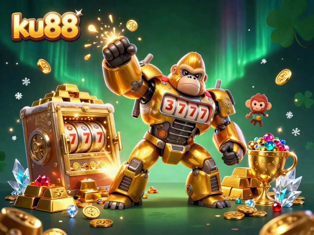 Spin to win with ku88's golden gorilla mech amid treasure and excitement!