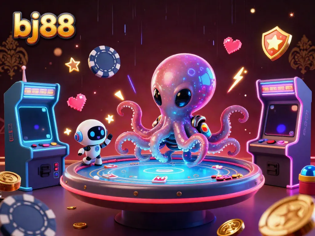 Engage in thrilling gameplay with bj88's vibrant online casino features and colorful 3D elements.