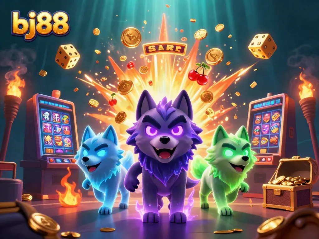 Experience the thrilling gameplay of bj88 with vibrant slot action featuring captivating ghostly wolves and jackpots.